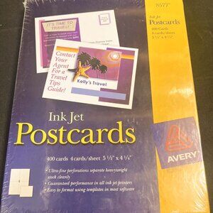 Avery 8577 Ink Jet Postcard/Index Cards White 400 Cards 4/Sheet 5 1/2" x 4 1/4"
